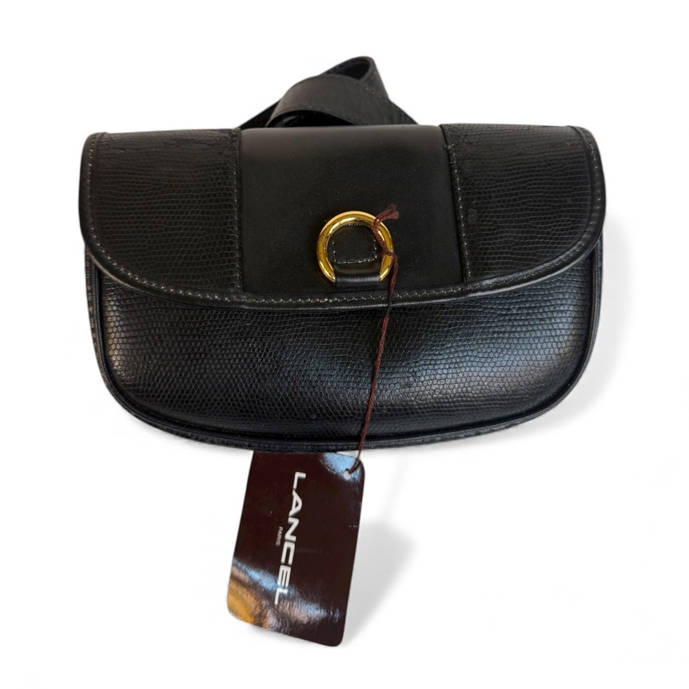 Lancel Paris Black Leather Belt Bag NWT – Textured Panels Gold Hardware Waist